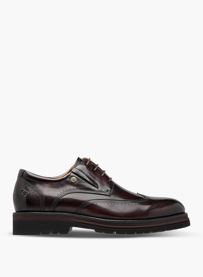 DUCHINI Men Perforated Leather Derby Shoes - Image 1